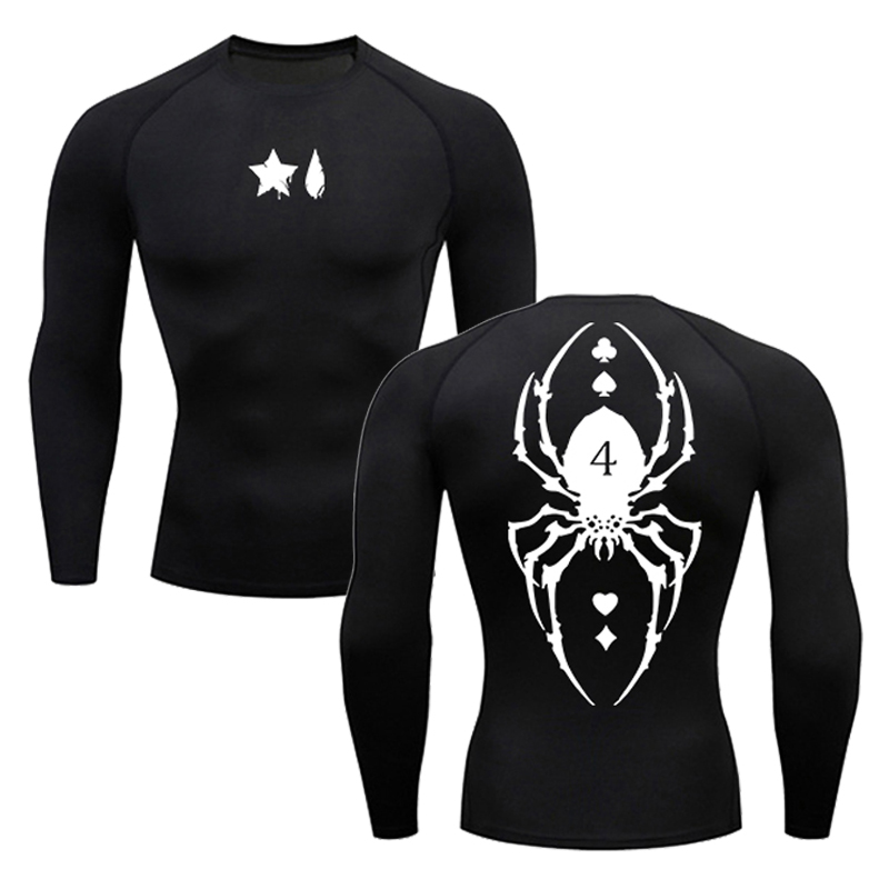 Base Layer Top - เสื้อรัดรูปพิมพ์ลายแมงมุมสำหรับผู้ชายเสื้อยืดแขนยาวแห้งเร็วสำหรับออกกำลังกายฟิตเนสเสื้อกล้ามสำหรับผู้ชาย