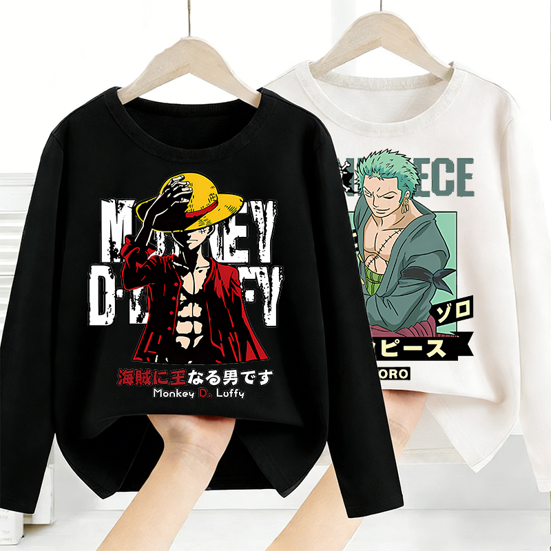Base Layer Top - เสื้อแขนยาวลายอนิเมะวันพีซ เสื้อยืดเด็กชายหญิง เสื้อแฟชั่นแบบสวม เสื้อยืดเด็ก เสื้อผ้าฤดูใบไม้ผลิฤดูใบไม้ร่วง