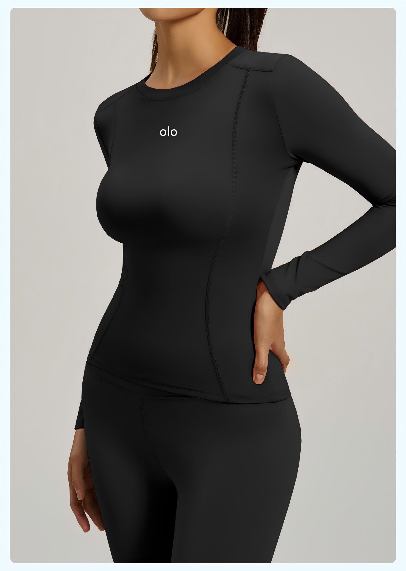 T Shirt Tight Fit - เสื้อโยคะแขนยาวรัดรูปคอกลมสำหรับผู้หญิงสำหรับวิ่งและออกกำลังกาย เสื้อยืดกีฬาระบายอากาศได้ดีและแห้งเร็ว