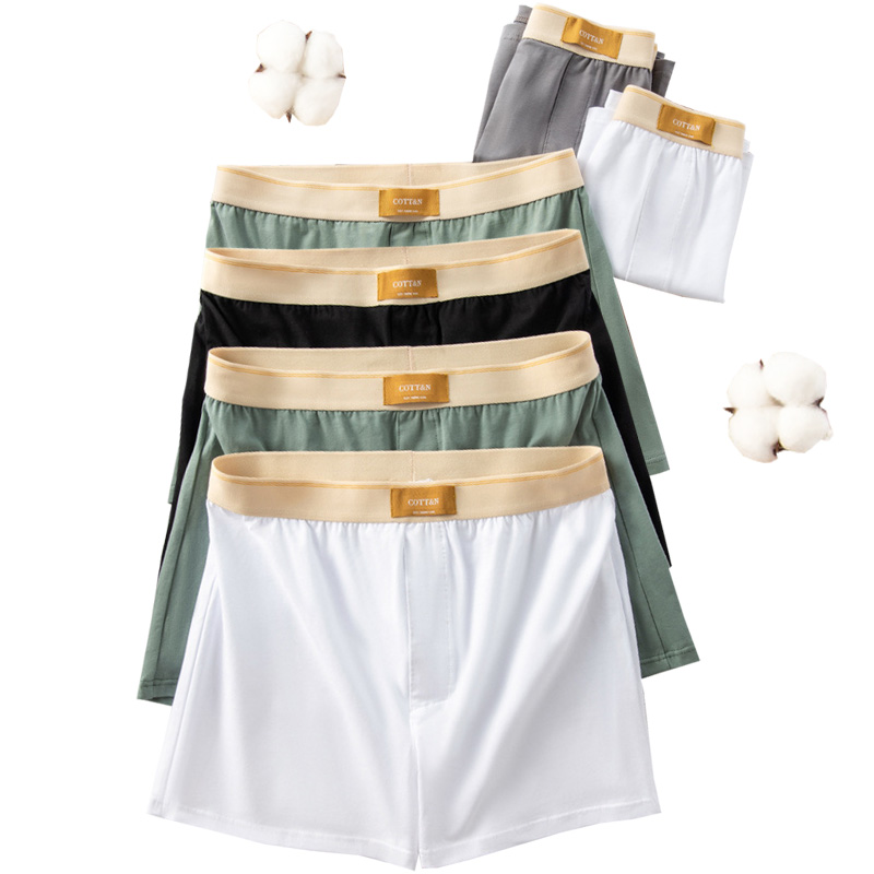Boxer Brief Pack Cotton - 1pcs ชาย Arrow กางเกงผู้ชายกางเกงขาสั้นผ้าฝ้ายหลวมกลางเอว Men's PLUS