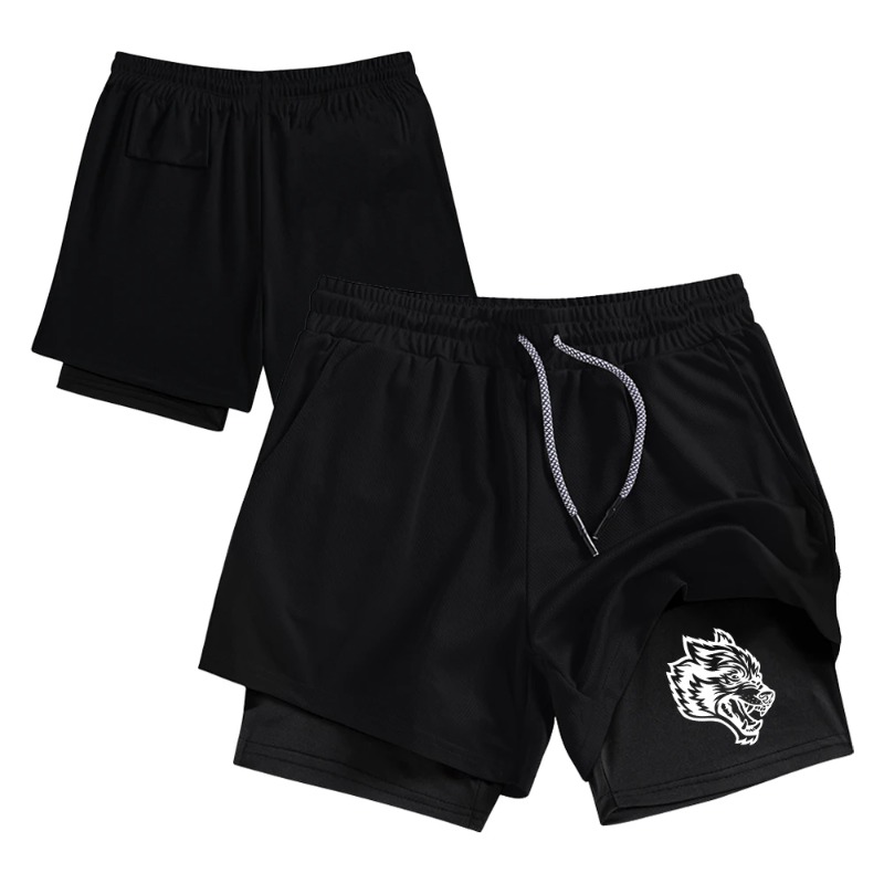 Compression Shorts Athletes - กางเกงขาสั้นวิ่งผู้ชายสไตล์สตรีทแวร์ 2-in-1 แบบสองชั้น แห้งเร็ว ใส่สบาย พร้อมซับในรัดรูปแฟชั่น