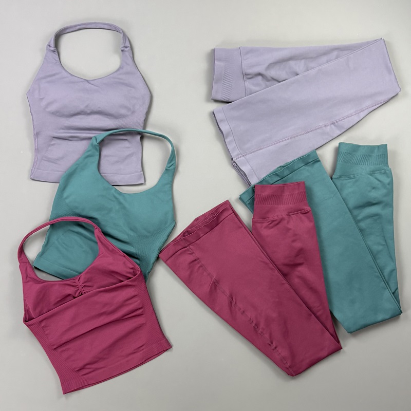 Suspender Tank Top - ชุดออกกำลังกาย 2 ชิ้นสำหรับผู้หญิง เสื้อกล้ามแบบไร้ตะเข็บ ยกสะโพก กางเกงเลกกิ้งทรงบาน