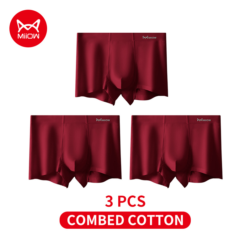 Boxer Brief Pack Cotton - กางเกงในชาย MiiOW 3 ชิ้น ผ้าฝ้าย สำหรับฤดูใบไม้ร่วงและฤดูหนาว