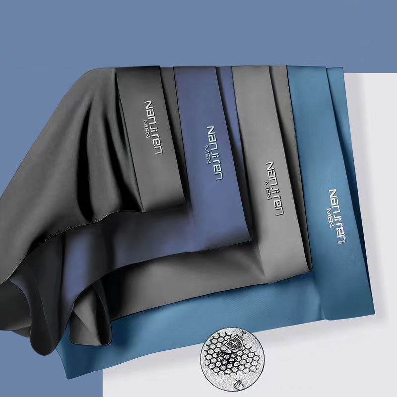 Multi Pack Underwear - 4pcs กางเกงขาสั้นนักมวยชายผ้าไหมน้ําแข็งชุดชั้นในกางเกง Cool Breathable เซ็กซี่บางกางเกง U