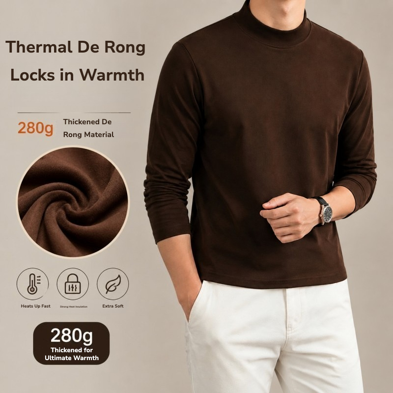 Base Layer Top - เสื้อเบสเลเยอร์คอสูงแขนยาวแบบสองด้าน 280 กรัม สำหรับผู้ชาย | เสื้อยืดเนื้อนุ่มยืดหยุ่น