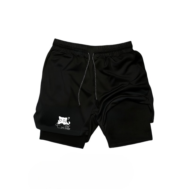 Compression Shorts Athletes - กางเกงกีฬาสองชั้น 2-in-1 แห้งเร็ว ระบายอากาศได้ดี สำหรับผู้ชาย ยืดหยุ่น