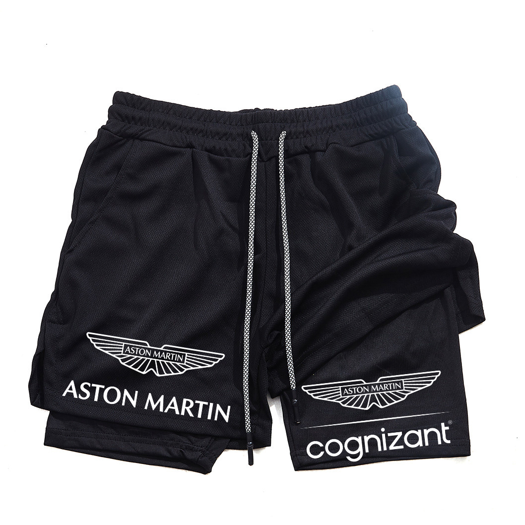 Base Layer Top - กางเกงขาสั้นกีฬาสองชั้น Aston Martin รุ่นใหม่สำหรับฤดูร้อน แฟชั่นพิมพ์ลาย ระบายอากาศได้ดี