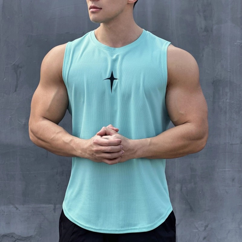 Undershirt Crew Neck - เสื้อกล้ามแขนกุดสำหรับฤดูร้อน เสื้อกีฬาลำลองสำหรับกิจกรรมกลางแจ้ง เสื้อซับในออกกำลังกาย แห้งเร็ว คอกลม เสื้อยืดออกกำลังกายผู้ชาย