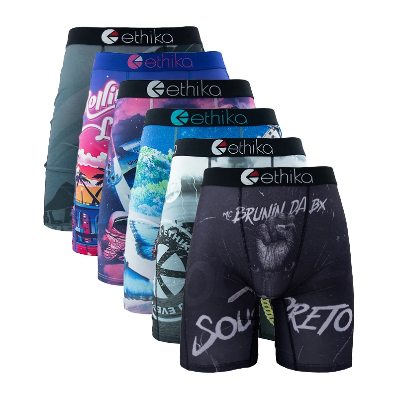 Boxer Shorts Modal - ETHIKA 6 ชิ้นผู้ชายชุดชั้นในนักมวย Breathable Man ว่ายน้ํากางเกง