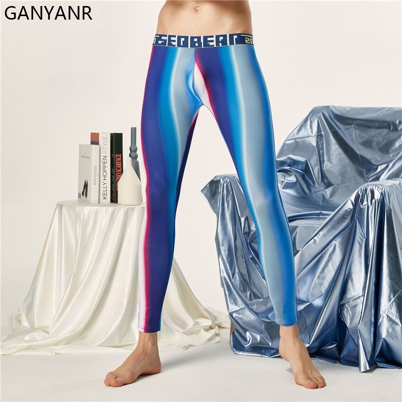 Compression Long Pant - GANYANR วิ่ง Tights ผู้ชายการบีบอัดกางเกง Gym กีฬา