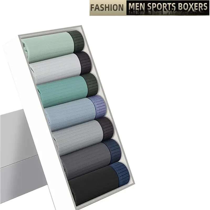 Multi Pack Underwear - กางเกงผ้าฝ้ายผู้ชายUnderwearsนักมวยชายกางเกงผ้าฝ้ายความร้อนสําหรับMan Breath Able Hommeเซ็กซี่ชายสั้น 7 ชิ้น/ล็อต
