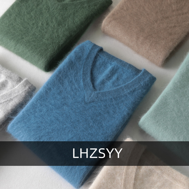Thermal Long John - LHZSYY ผู้ชาย 100% Mink Cashmere ขนาดใหญ่เสื้อกันหนาวฤดูใบไม้ร่วงฤดูหนาว