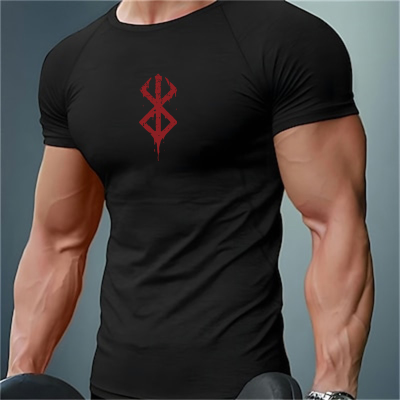 Base Layer Top - เสื้อยืดคอมเพรสชั่นพิมพ์ลายสำหรับผู้ชาย แขนสั้น สำหรับฤดูร้อน เสื้อรัดกล้ามเนื้อสำหรับออกกำลังกาย เสื้อยืดออกกำลังกาย แห้งเร็ว