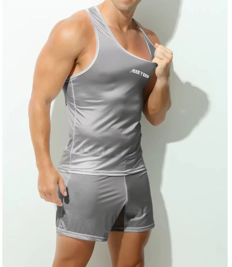 Mesh Sport Boxer - กางเกงในชายสีเทา บ็อกเซอร์ ผ้าไหมน้ำแข็งบางเฉียบ เอวต่ำ สำหรับวัยรุ่น ผ้าตาข่ายโปร่งใส