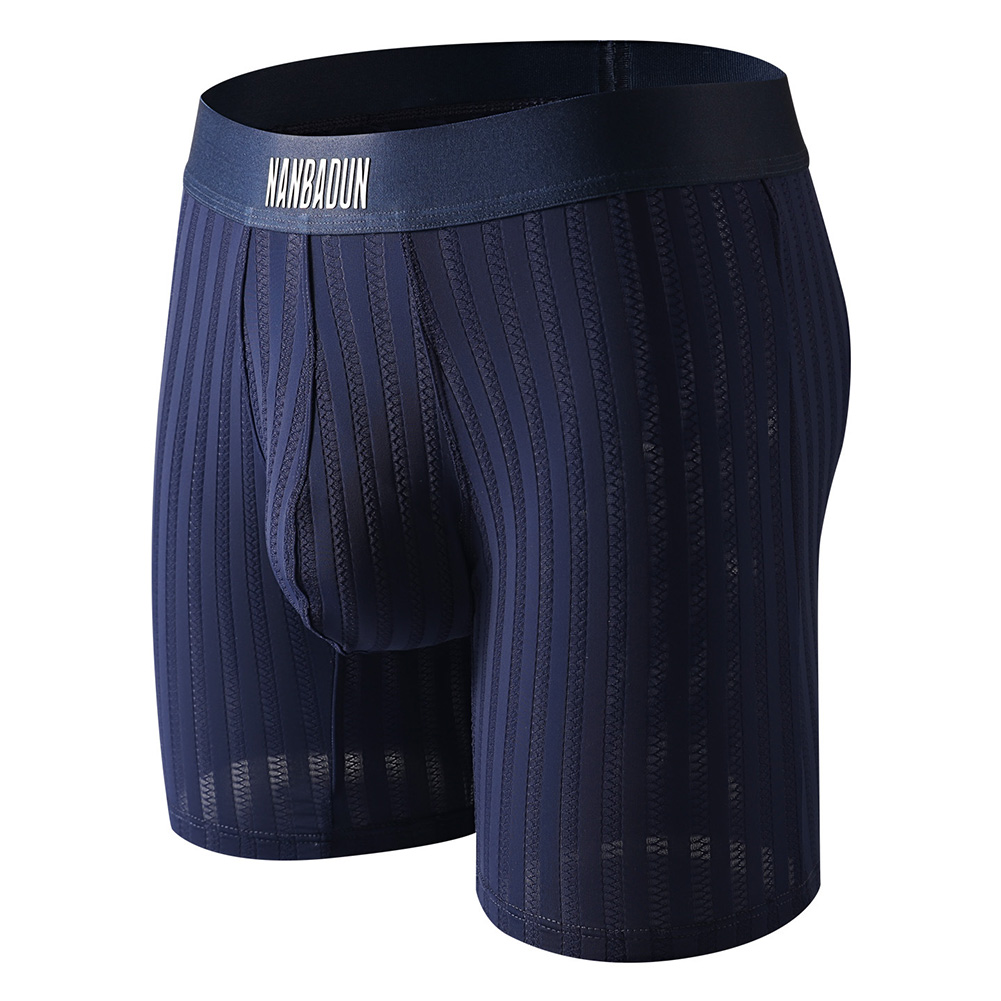 Long Leg Trunk Men - กางเกงบ็อกเซอร์ชายขายาวผ้าไอซ์ซิลค์ตาข่ายแบบสปอร์ต ชุดชั้นในชายแบบยาวพิเศษ เซ็กซี่ ฮ็อต ทรังค์ส คาลซินญา