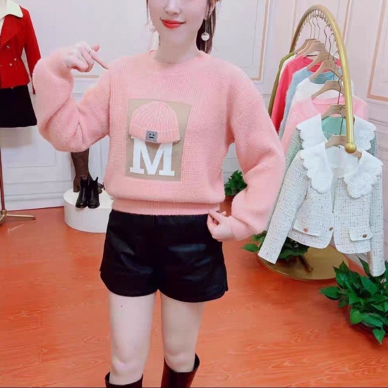 Undershirt Crew Neck - เสื้อสเวตเตอร์ถักสำหรับผู้หญิง, เสื้อแฟชั่นวินเทจเสื้อสเวตเตอร์แขนยาวพิมพ์ลายตัวอักษรเสื้อยืดคอกลมฤดูใบไม้ร่วงฤดูหนาว