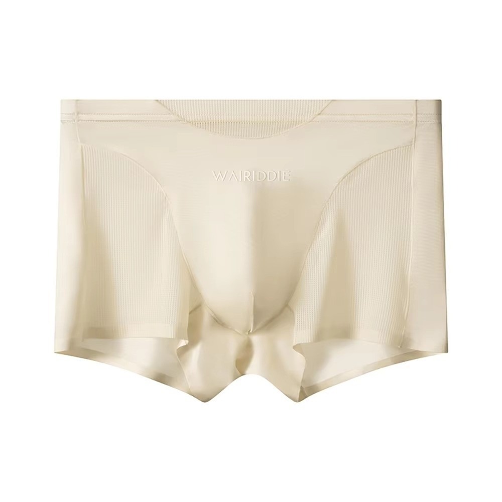 Mesh Sport Boxer - กางเกงในผ้าไหมตาข่ายแบบเรียบง่าย ไร้ตะเข็บ เอวกลาง เย็นสบาย ชุดชั้นใน กางเกงขาสั้นผ้าซาติน