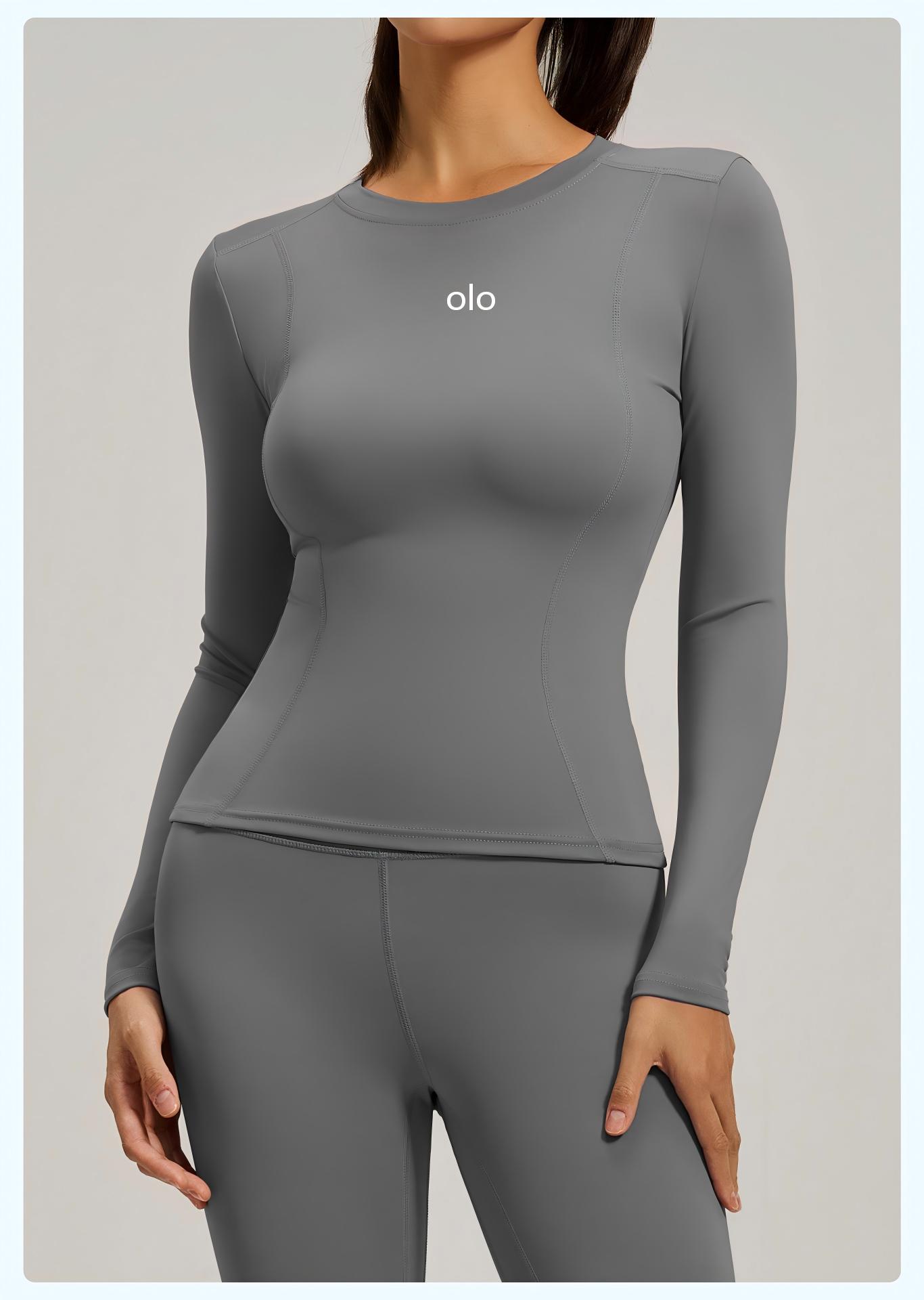 เสื้อโยคะแขนยาวรัดรูปคอกลมสำหร - T Shirt Tight Fit บทวิจารณ์และราคา