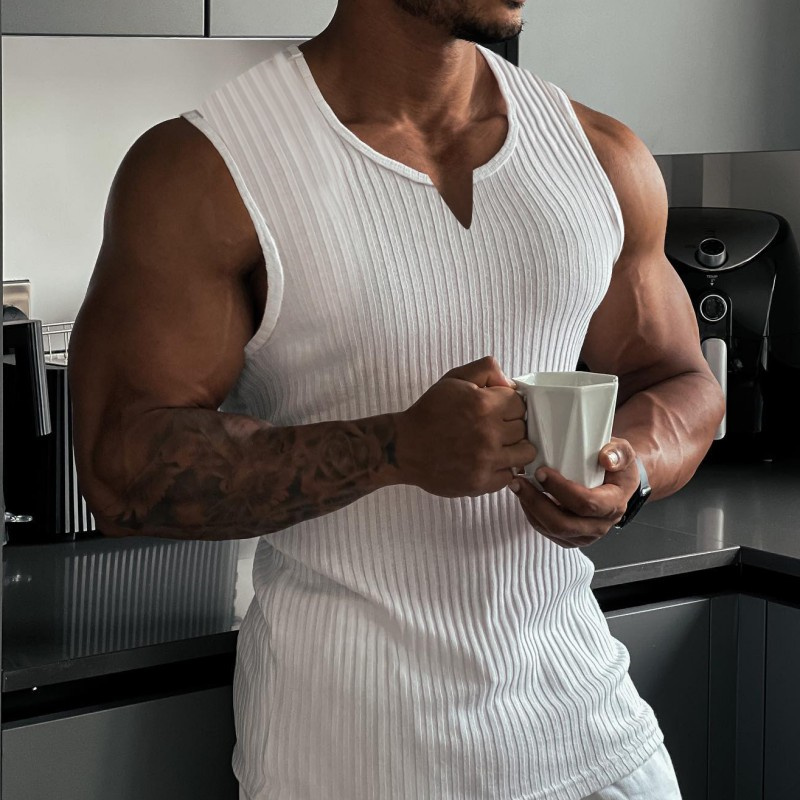 เสื้อกล้ามวีเนคผู้ชายลายทางสำห - Undershirt Crew Neck บทวิจารณ์และราคา