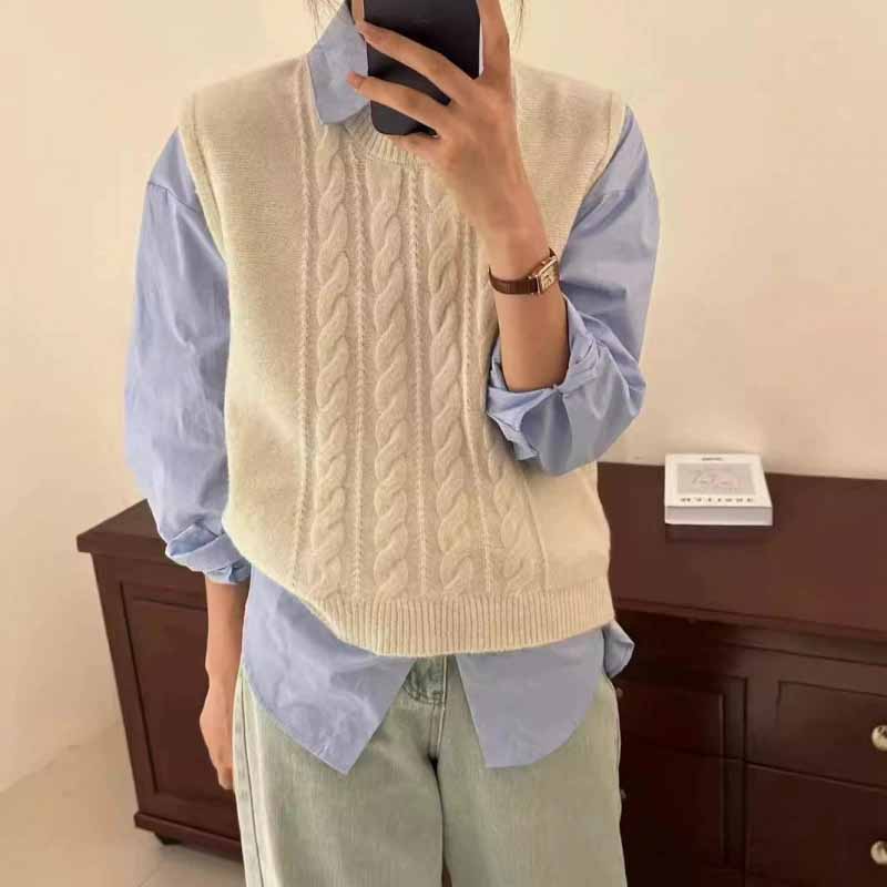 เสื้อกั๊กไหมพรมคอโอ รุ่นใหม่ ป - Sleeveless Undershirt บทวิจารณ์และราคา
