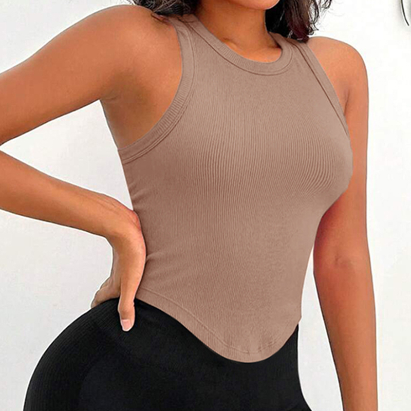 เสื้อกล้ามครอปทรงเว้าหลังแบบร่ - Tank Top Ribbed บทวิจารณ์และราคา