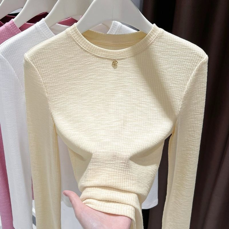 เสื้อยืดแขนยาวผ้าฝ้ายสลับเนื้อ - Undershirt Crew Neck บทวิจารณ์และราคา