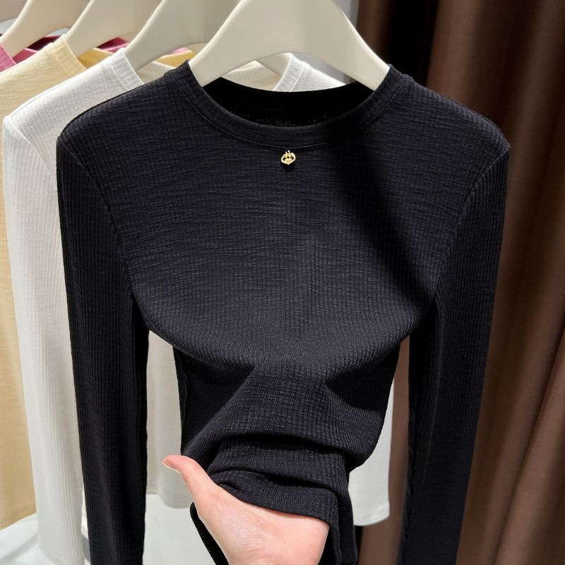 เสื้อยืดแขนยาวผ้าฝ้ายสลับเนื้อ - Undershirt Crew Neck บทวิจารณ์และราคา