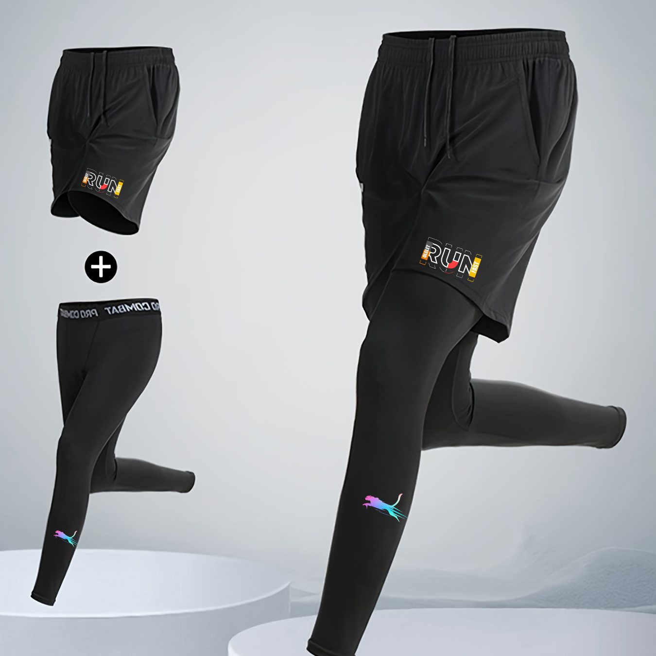 ชุดวิ่งออกกำลังกายผู้ชาย 2 ชิ้ - Compression Shorts Athletes บทวิจารณ์และราคา