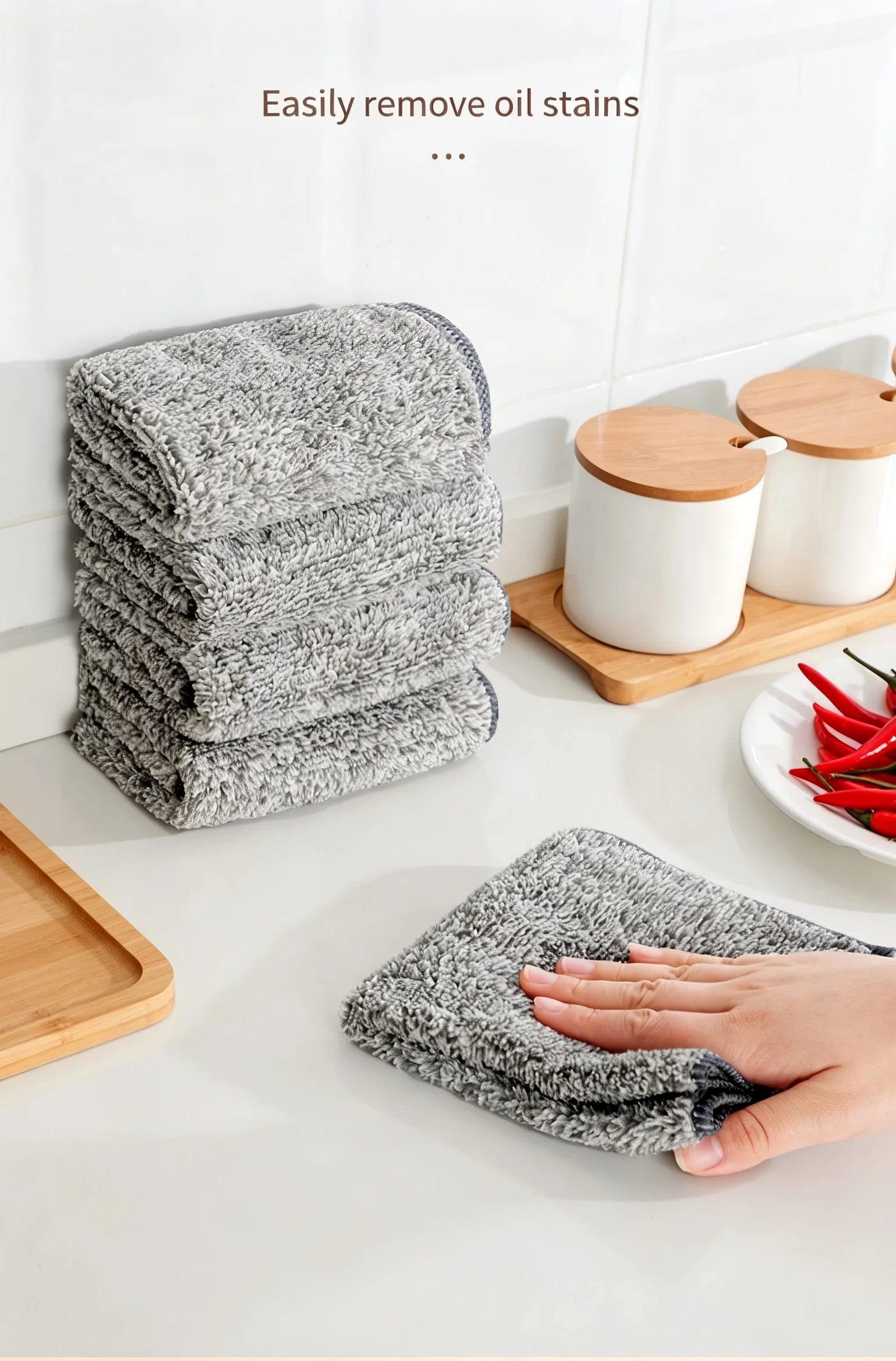 ผ้าเช็ดทำความสะอาดใยไม้ไผ่สีเท - Bamboo Fiber Trunk บทวิจารณ์และราคา